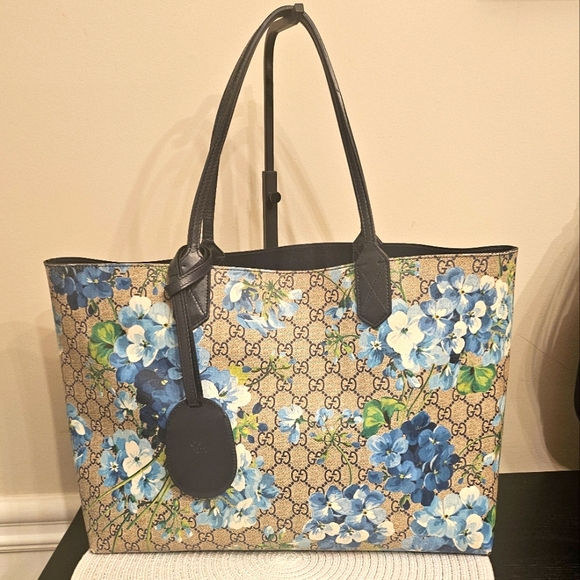 Gucci Handbags - Gucci Bloom Floral Blue Tote Bag - Reversible